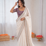 Beautiful Soft Rangoli Satin With Heavy Embroidery Sequence Work Saree