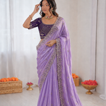 Beautiful Fendy Silk With Multi Sequence Embroidery Work Saree