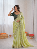 Beautiful Fendy Silk With Multi Sequence Embroidery Work Saree