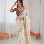 Beautiful Soft Rangoli Silk With Sequins Jari & thread Embroidery Work Saree