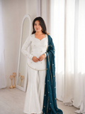 Beautiful Soft Fendy Silk With Embroidery Sequence Work Sharara Suit