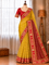 Mustard Yellow Viscose Zari Saree with Fancy Sada Suhagan Lace & Stitched Blouse