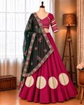 Premium Magenta Rayon Lehenga Choli with Heavy Vintage Embroidered Dupatta