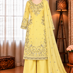 Yellow Color Crunchy Sequience Work Top Pent