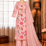 Pure Linen Cotton Digital Print Suit with Nazmin Dupatta