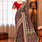 Beautifull Row Silk With Hand Daying Embroidery Work Saree