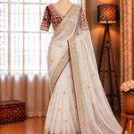 Beautifull Space Silk With Embroidery Work Saree