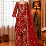 Orange Color Beautifull Georgette With Embroidery Work Kurti Pent