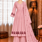 Beautifull Mul Chanderi With Sequience Pipe Work Top Pent
