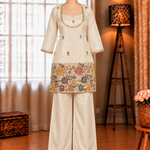 Premium Soft Chinon Embroidered Bustier & Palazzo Suit Set