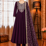 Wine Color Beautifull Georgette Embroidery Work Anarkali