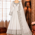 White Color Premium Look Vichitra Sequns Work Anarkali