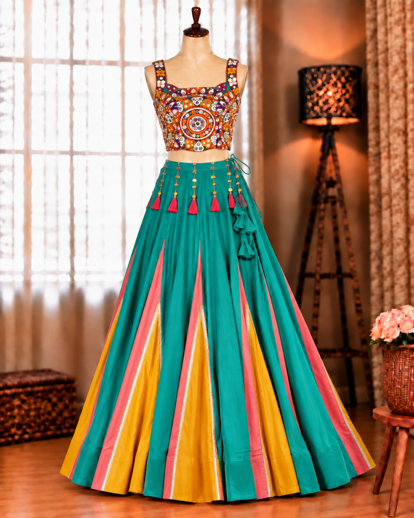 Navratri Special Reyon With Lagdi Patta Work Lehenga