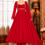 Red Color Georgette Embroidery Work Anarkali