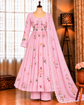 Beautifull Mul Chanderi With Embroidery Work Top Pent