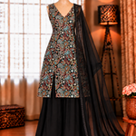 Special Wear Georgette Embroidery Work Top Plazzo