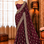 Wine Color Fendy Silk With Beads With Sequns Work Saree