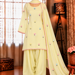 Beige Color Chanderi Cotton With Sequience Work Top Farshi