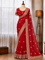 Red Color Soft Shining Embroidery Work Saree