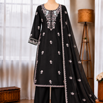 Rayon Satin Top Pant Set with Sequin Work & Dupatta