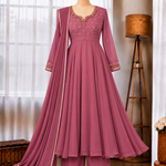 Pink Color Faux Georgette Hand Work Gown