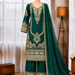 Faux Georgette Top Pant Set with Heavy Embroidery & Sequin Work
