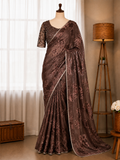 Beautifull Fandy Satin Printed Work Saree