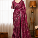 Beautifull Fandy Satin Printed Work Saree