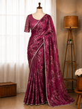 Beautifull Fandy Satin Printed Work Saree