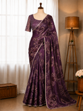 Beautifull Fandy Satin Printed Work Saree