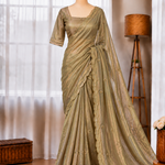 Fendy Silk Saree with Heavy Handwork & Matching Blouse
