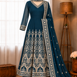 Beautifull Faux Blooming With Multi Sequience Work Gown