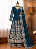 Beautifull Faux Blooming With Multi Sequience Work Gown