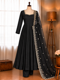 Pink Color Pure Chinon With Neck Work Suit Pent
