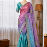 Rosy Lavender Elegance – Pure Tabi Silk Designer Saree