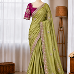 Olive Rose Royale – Pure Crunchy Tissue Silk Saree