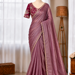 Mauve Blossom Royale – Fandy Satin Jacquard Saree