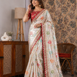 Beautiful Look Heavy Dolla Silk Saree With Meenakari Zari Weaving & Embroidery Sequence Border