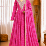 Beautiful Soft Rich Rayon With Mirror Embroidery Work Gown Set
