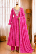 Beautiful Soft Rich Rayon With Mirror Embroidery Work Gown Set