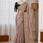 Heavy Embroidered Work Sattin Silk Saree