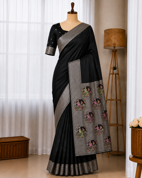 Mushroom Satin Silk Saree
