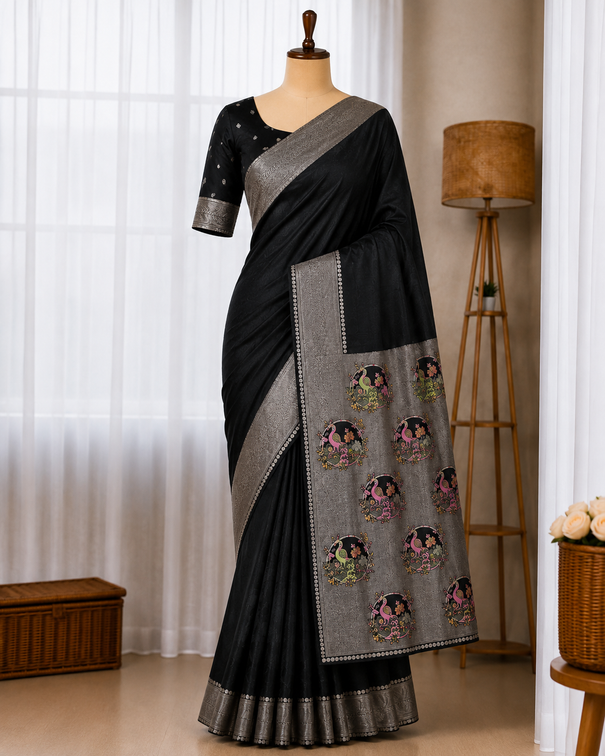 Mushroom Satin Silk Saree