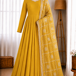 Pure Roman Silk Chanderi Embroidery Sequence Work Gown