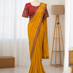 Treditional Look With Two Tone Silk WIth Embroidery Work Saree