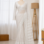 Mono Net Sequins Embroidered Saree Set