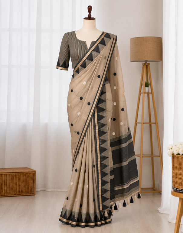 Modal Cotton Thread Embroidered Saree Set