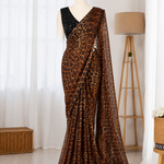 Two Tone Fandy Satin Leopard Print Saree Set