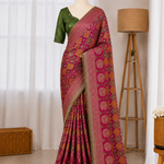 Heavy Satin Silk Banarasi Zari Weaving Saree Set