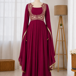 Roman Silk Floral Print Anarkali Suit Set